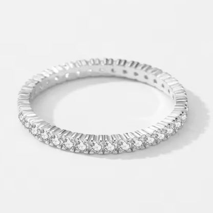 Crystal silver ring